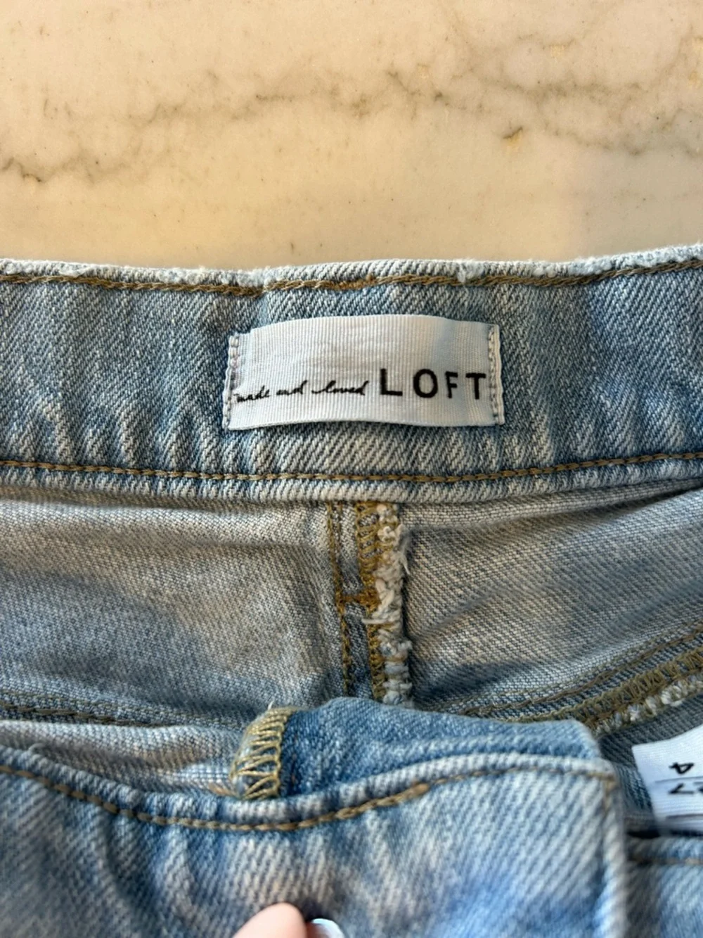 LOFT Light Blue Distressed Denim Shorts